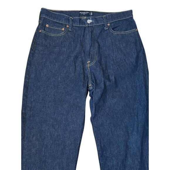 ABERCROMBIE AND FITCH Vintage Stretch Baggy Jeans Men’s 34 X 26 Dark Raw Hems - Picture 2 of 10